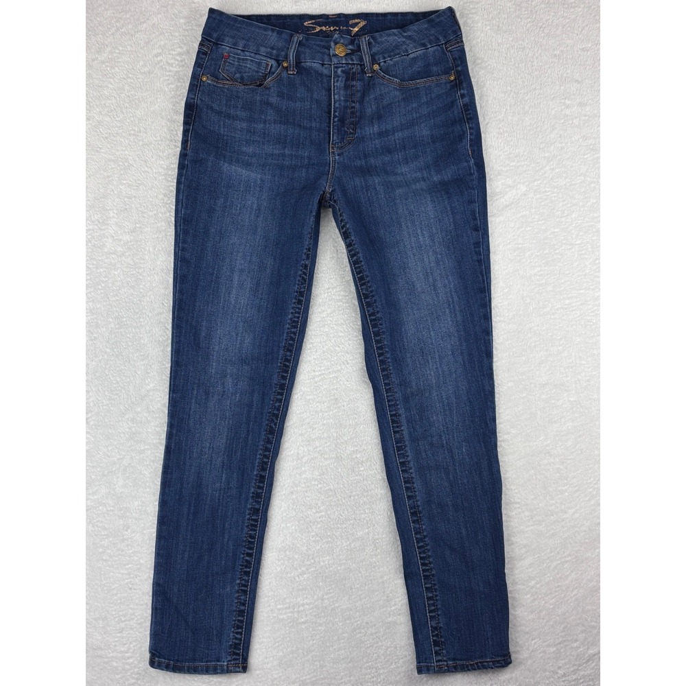 Seven7 TummyLess High Rise Skinny Jeans‎ Dark Wash Denim Size 12